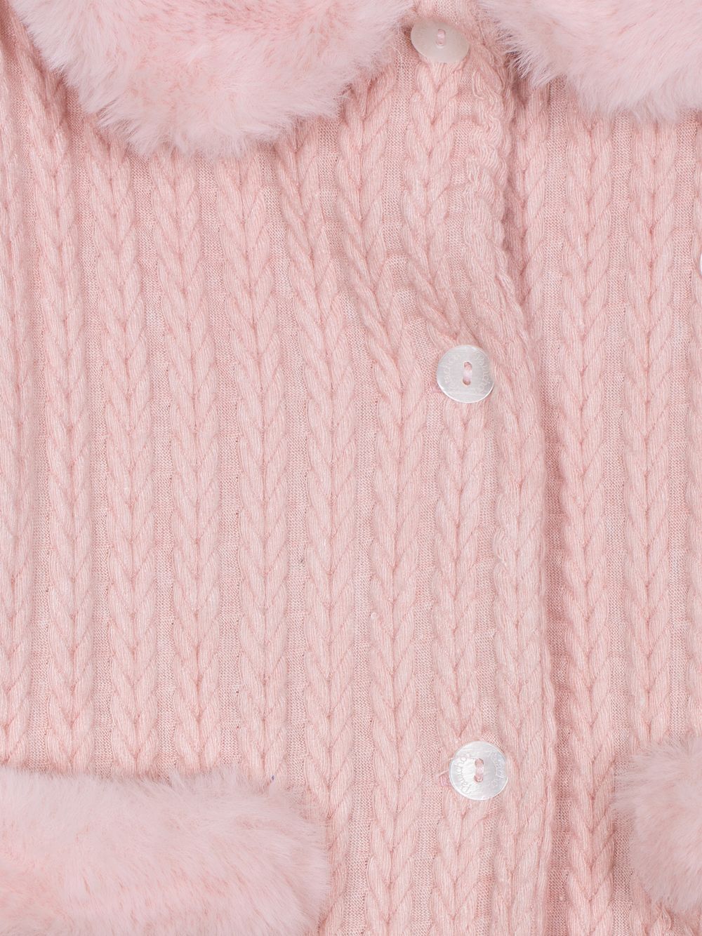 Pale pink textured knit coat