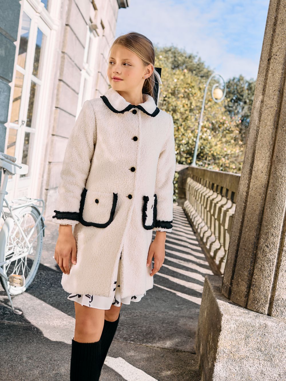 Beige bouclé coat