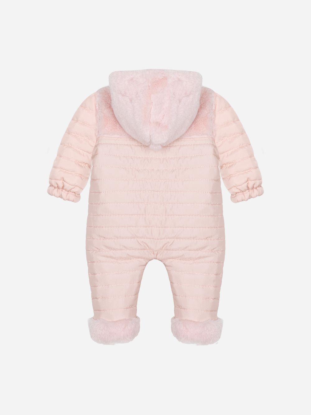 Pink microfiber snowsuit with fur