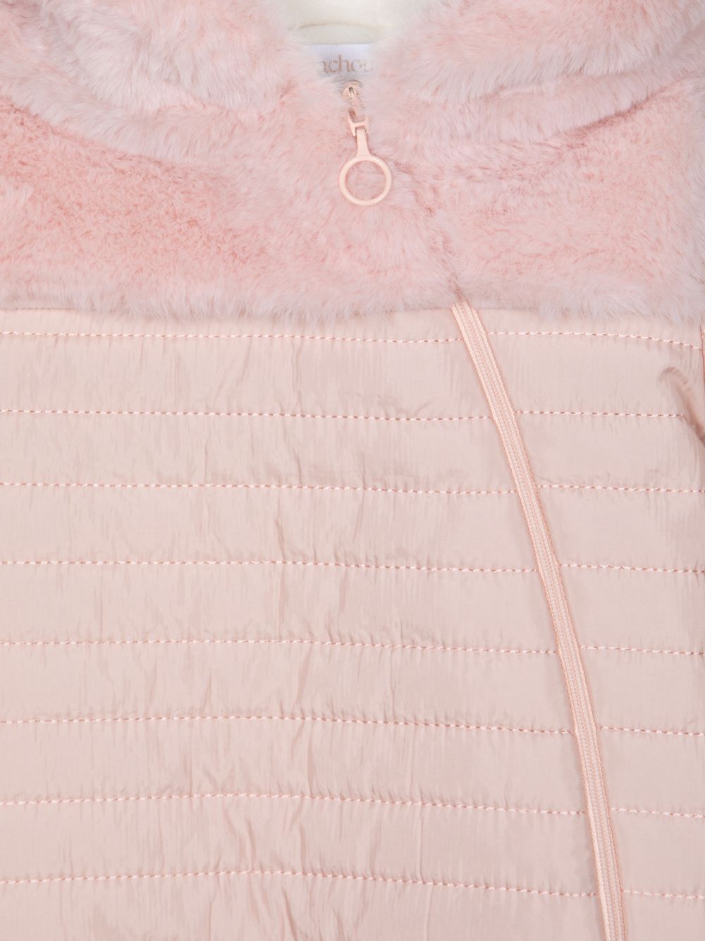 Pink microfiber snowsuit with fur