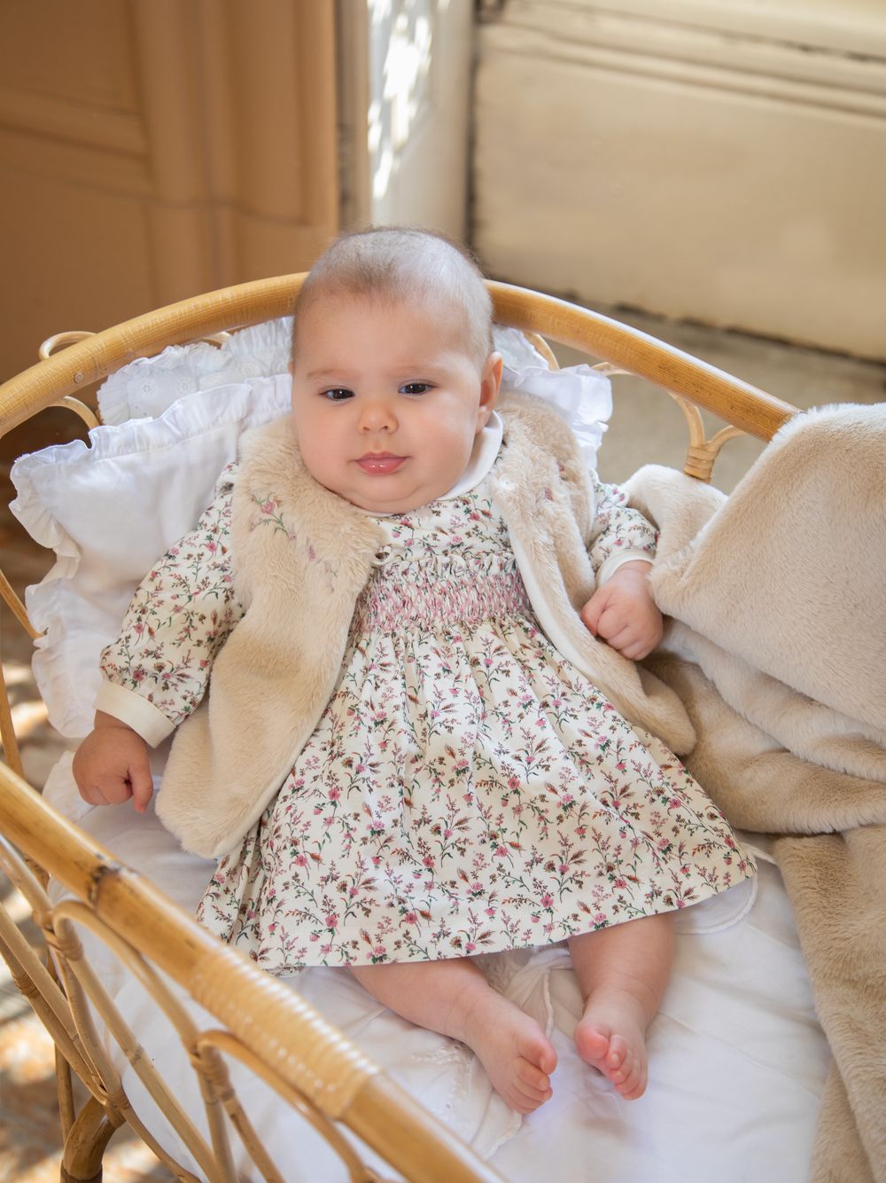 Beige fur vest
