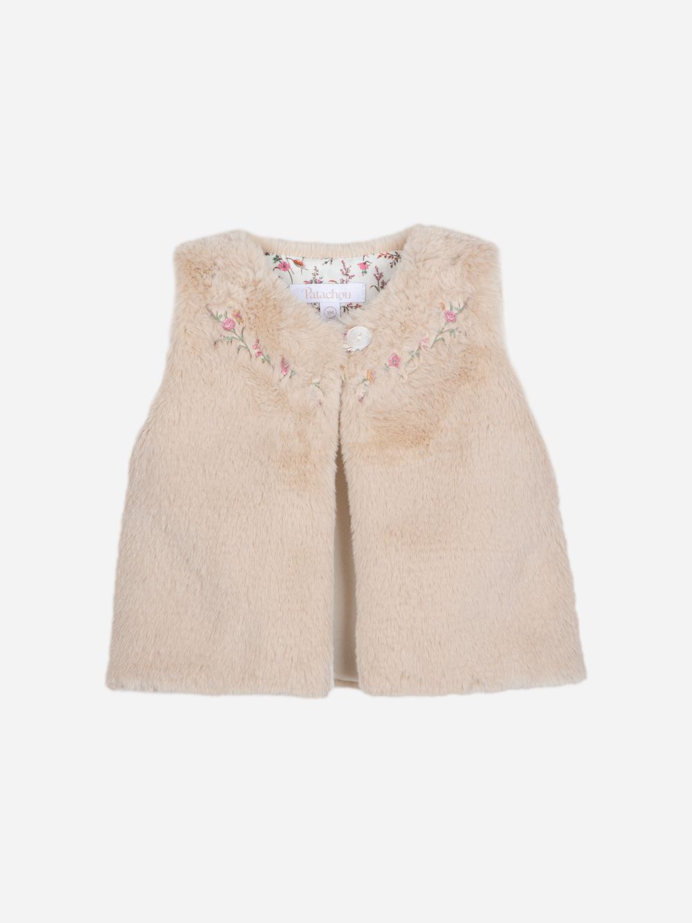 Beige fur vest