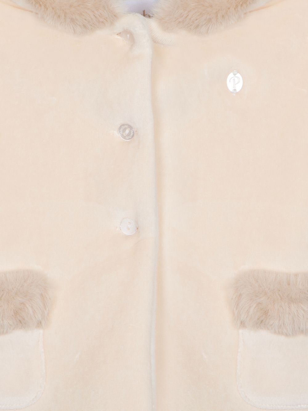 Velour coat with fur trim