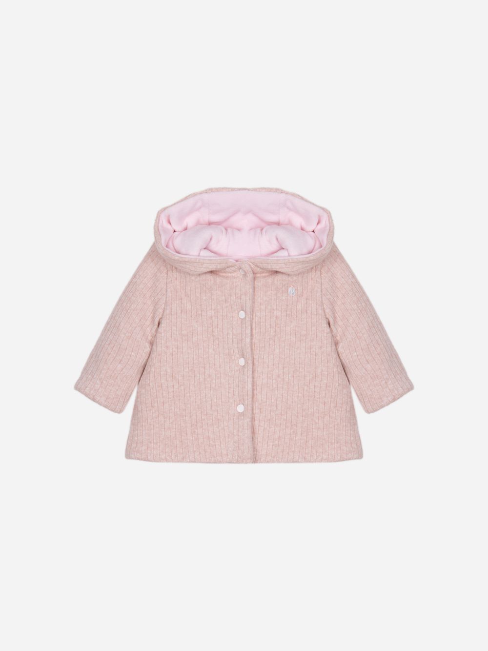 Pink knit coat with hood