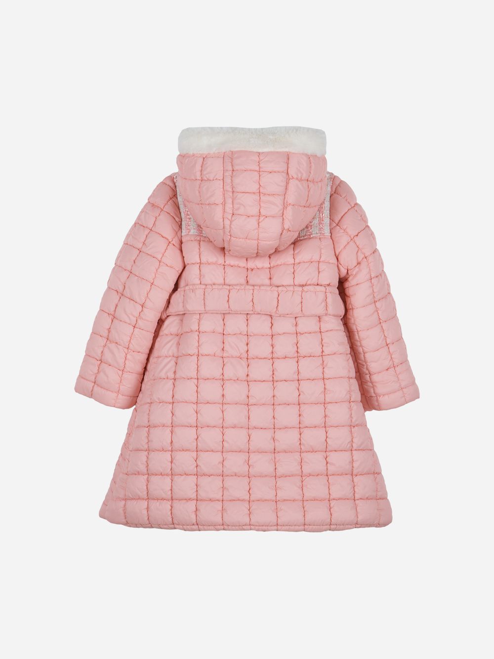 Pale pink microfiber and tweed coat