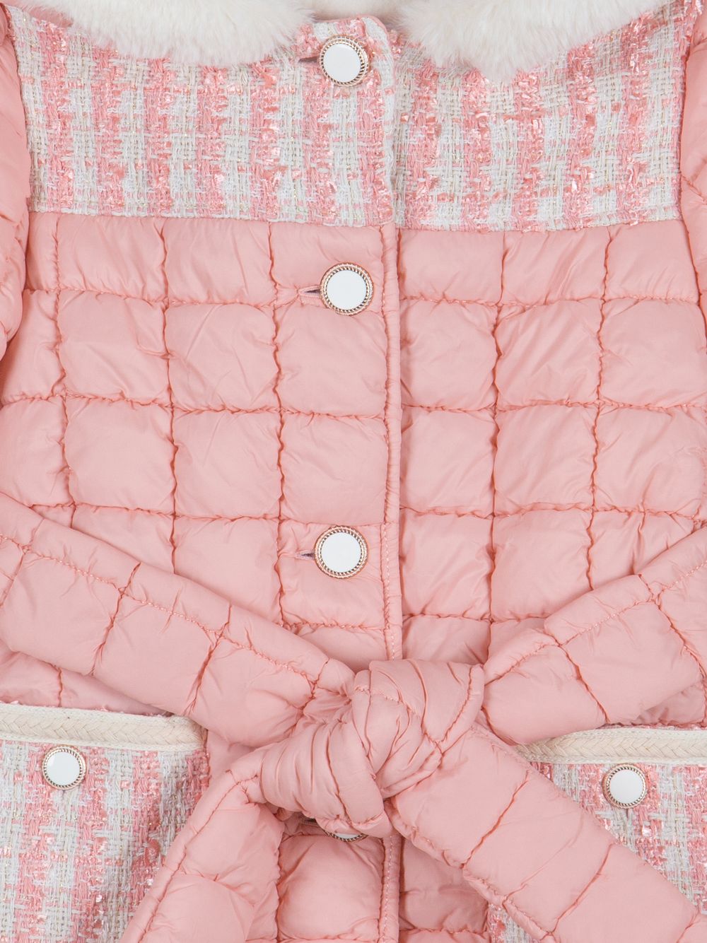 Pale pink microfiber and tweed coat