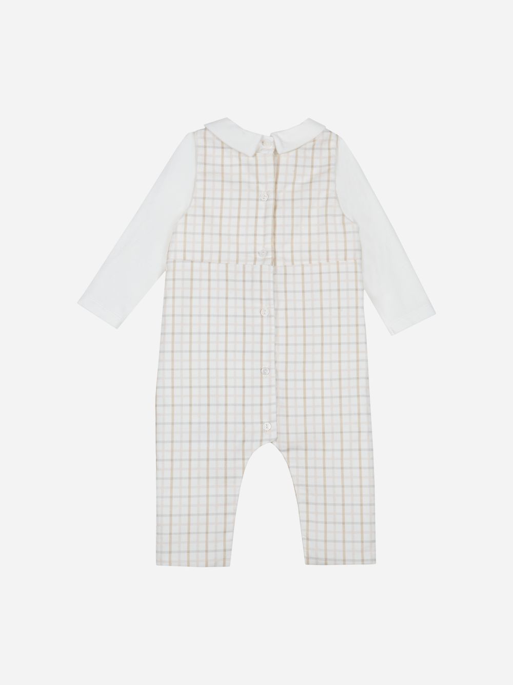 Beige checks top and overalls set
