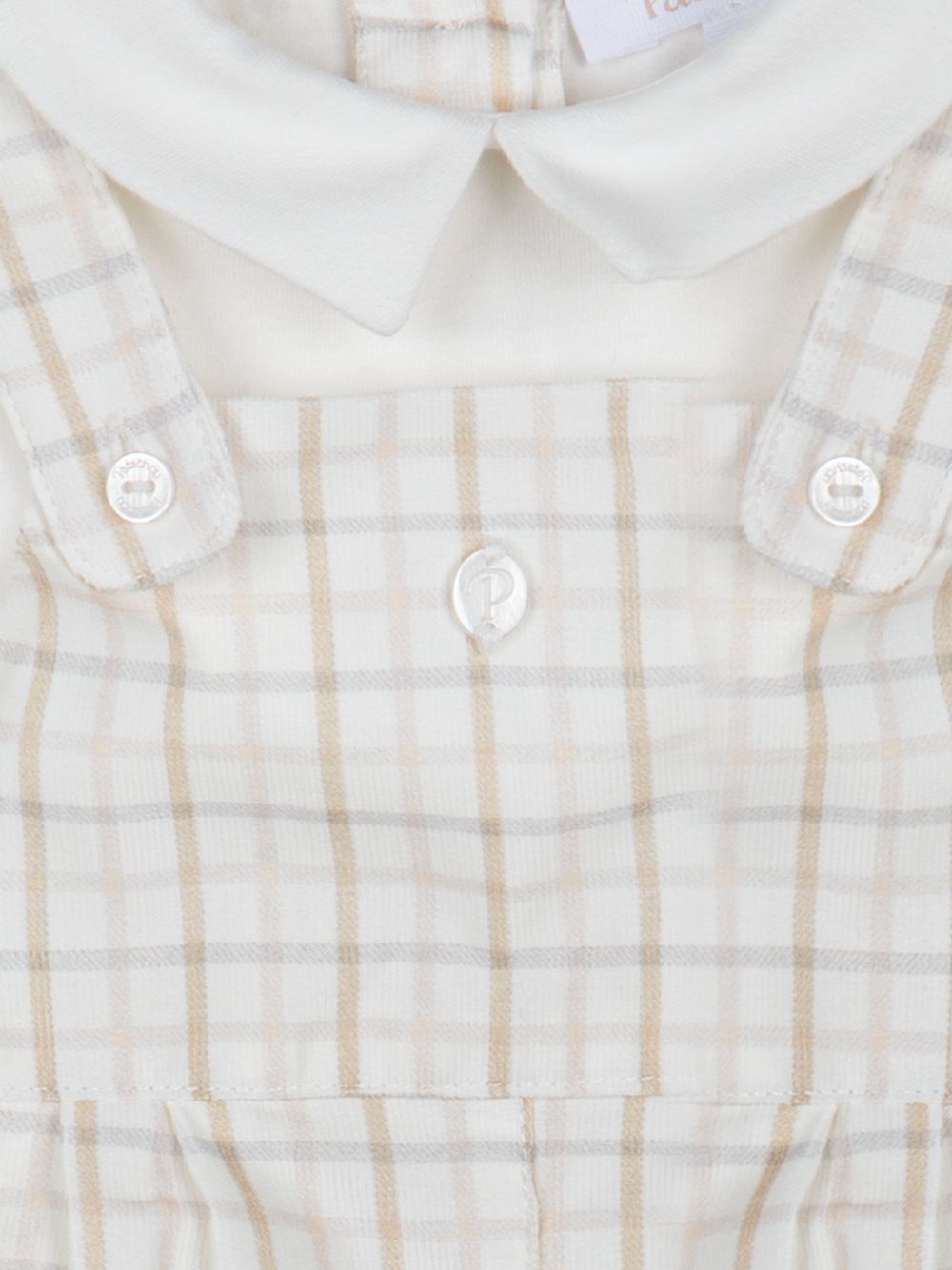 Beige checks top and overalls set