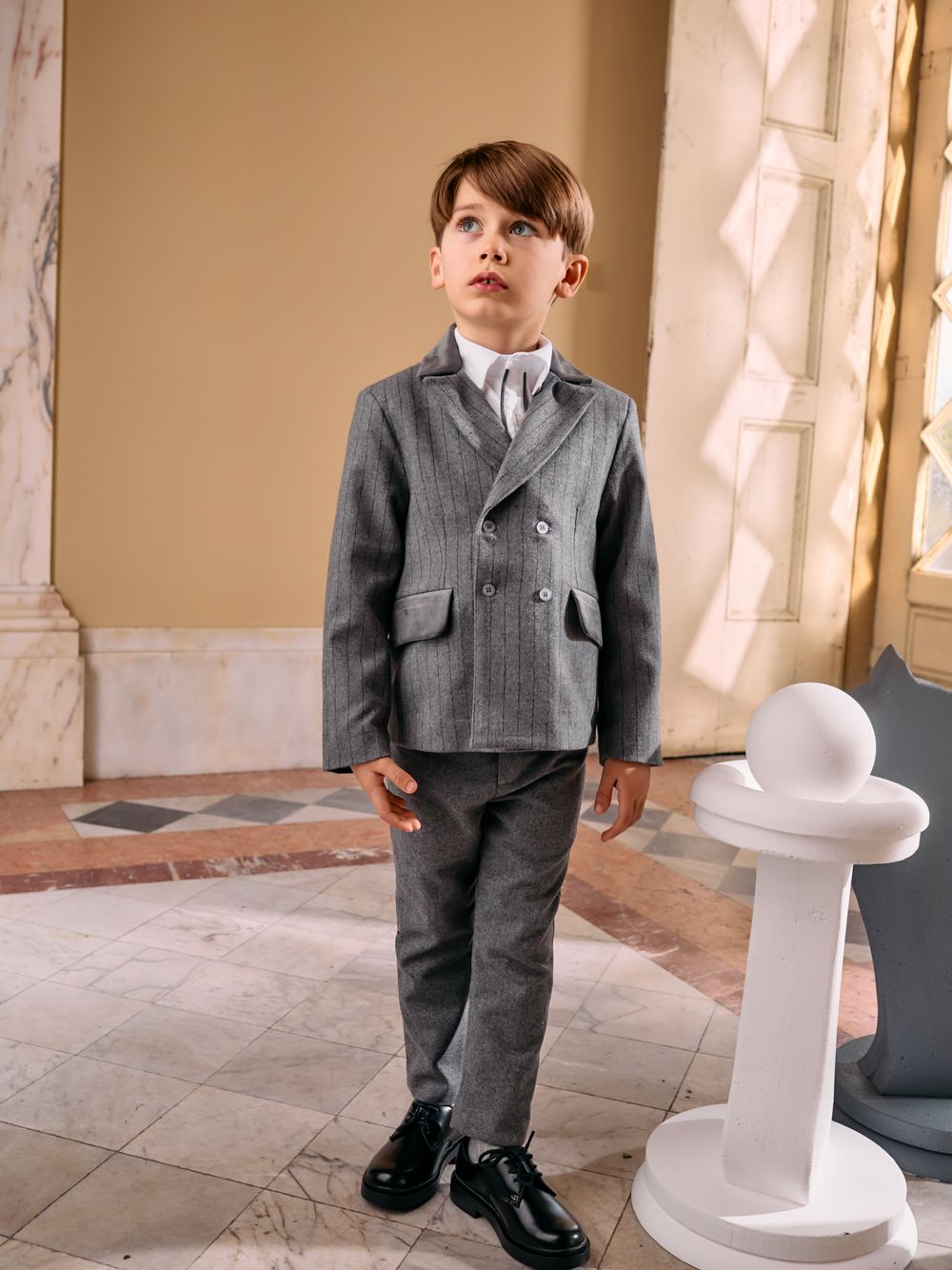Dark Grey pinstripe blazer for boys