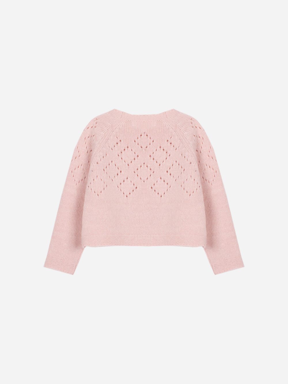 Pink knit cardy with diamond pattern 