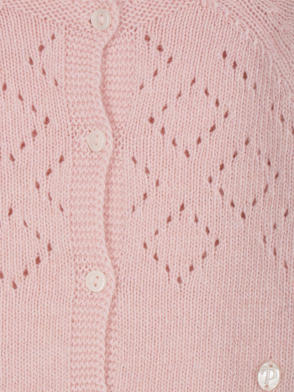 Pink knit cardy with diamond pattern 