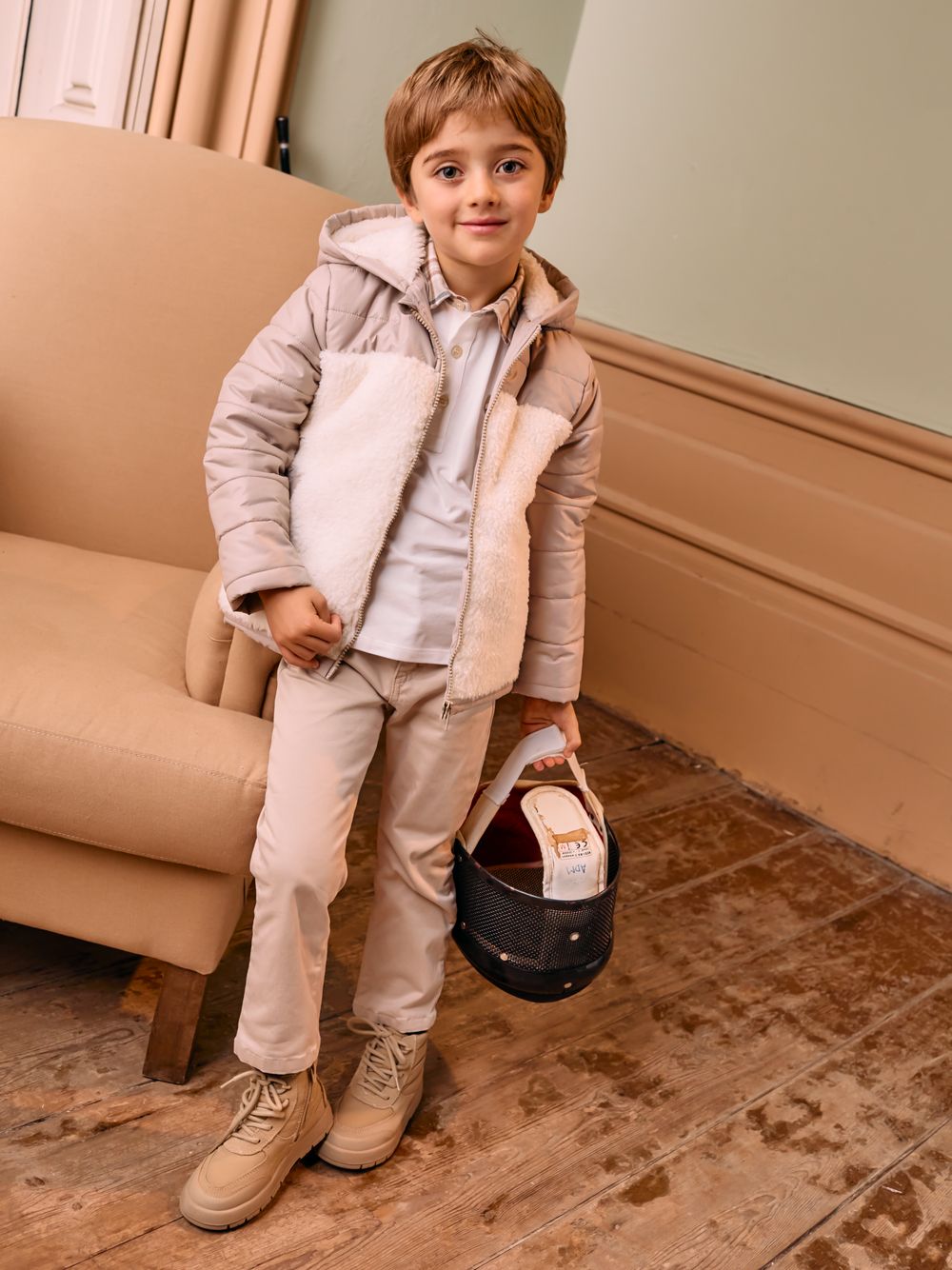 Microfiber and fur jacket