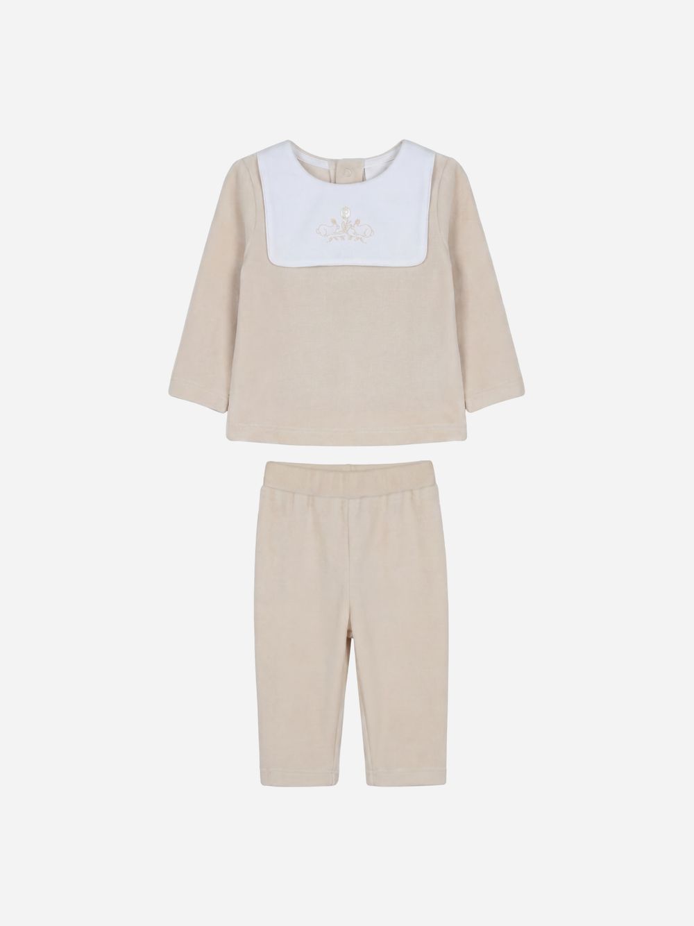 Beige set with embroidered bib