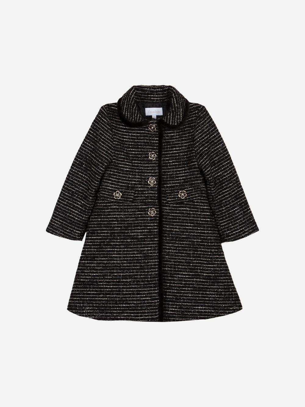 Long black tweed coat