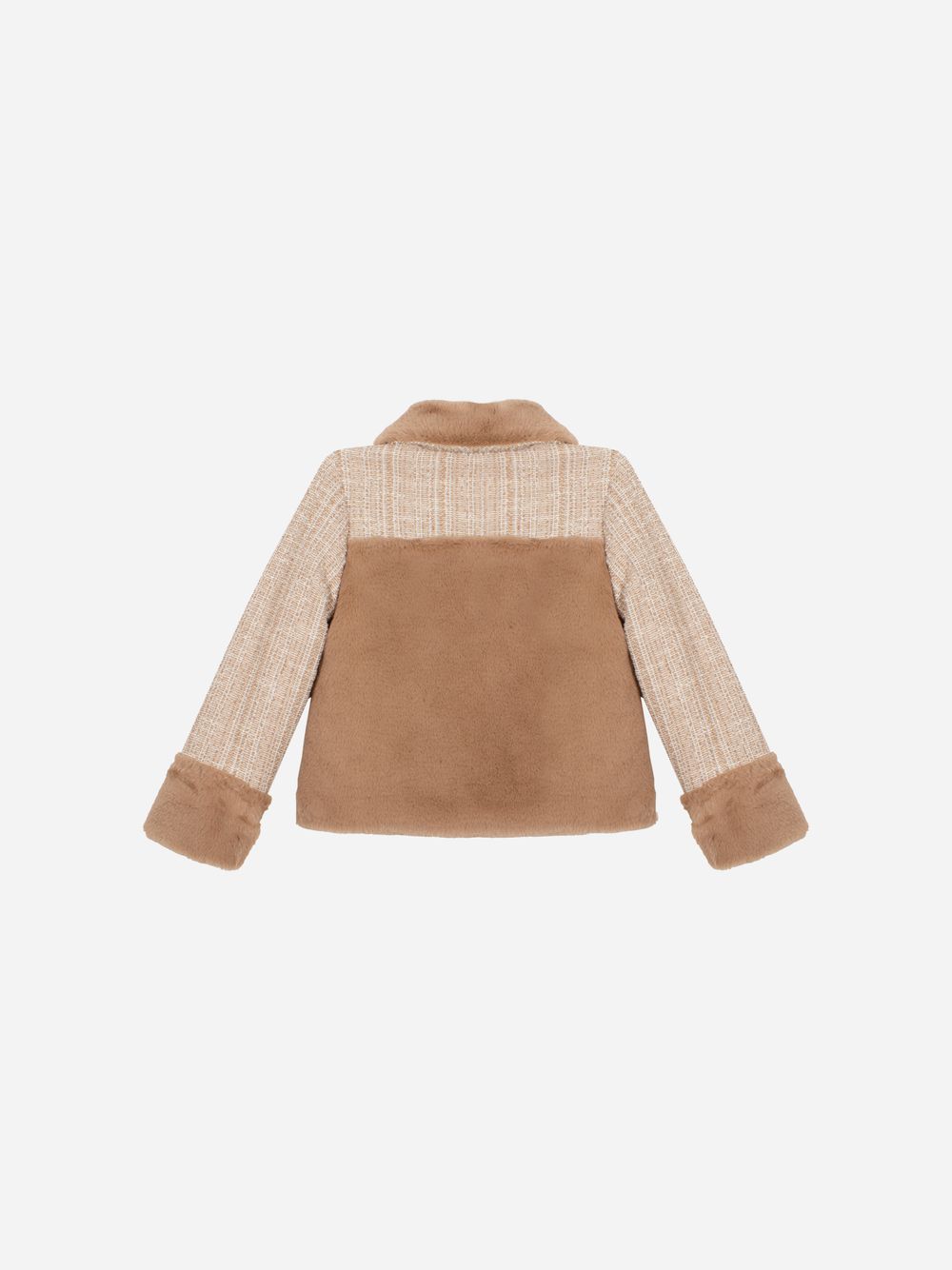 Beige tweed and fur jacket