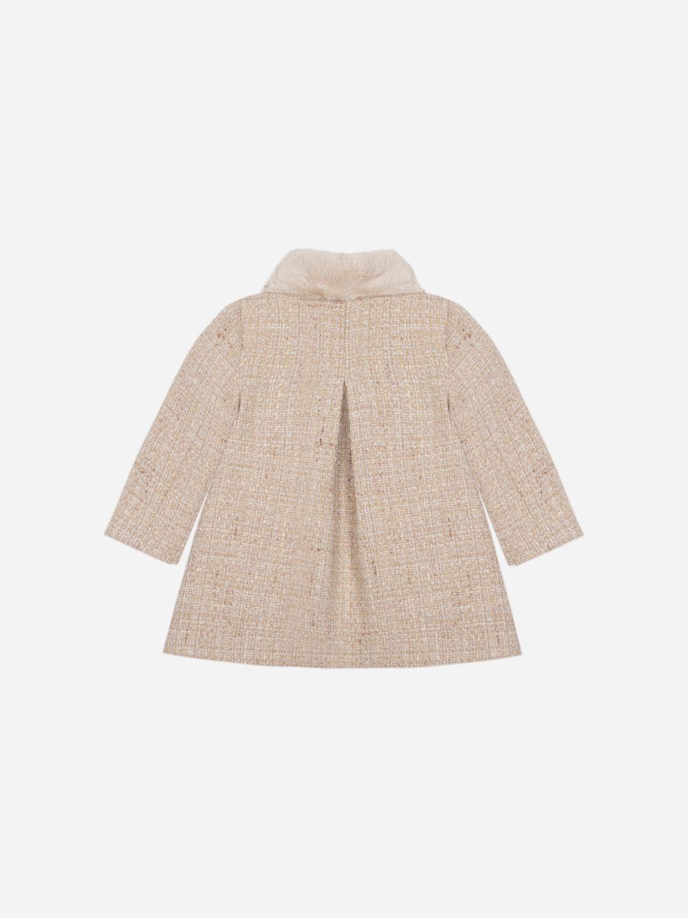 Beige tweed and fur coat