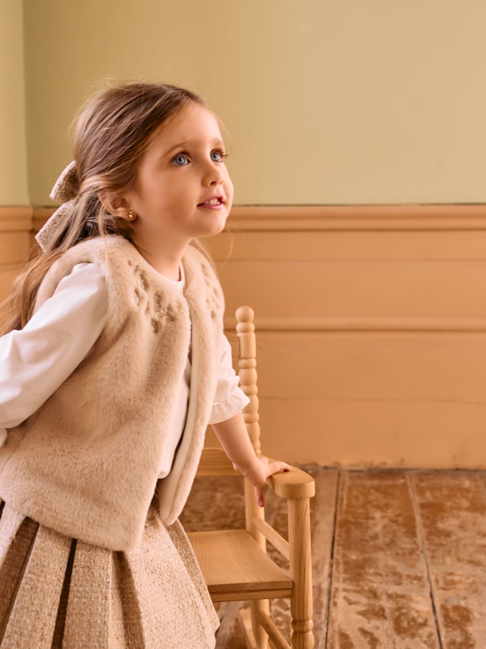 Beige synthetic fur vest