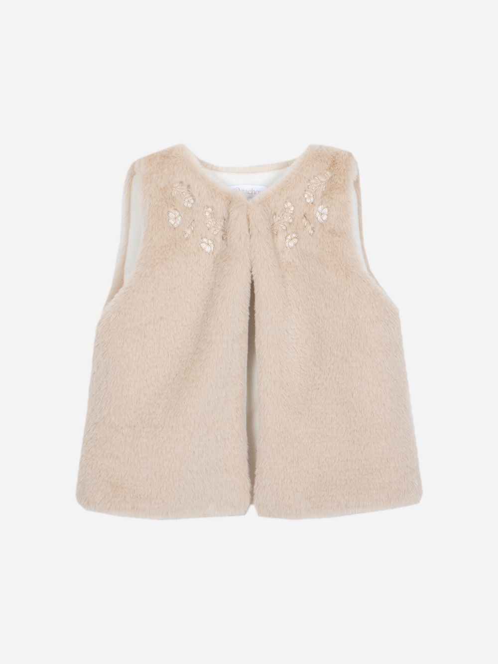 Beige synthetic fur vest