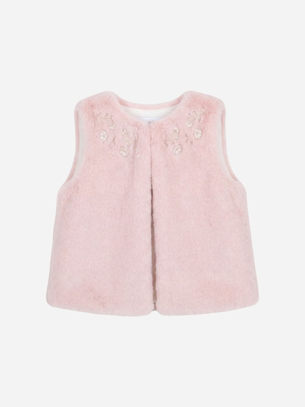 Pale pink synthetic fur vest