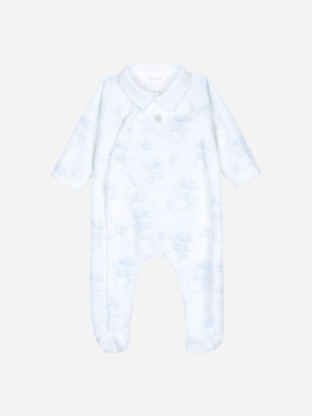 Printed light blue babygrow