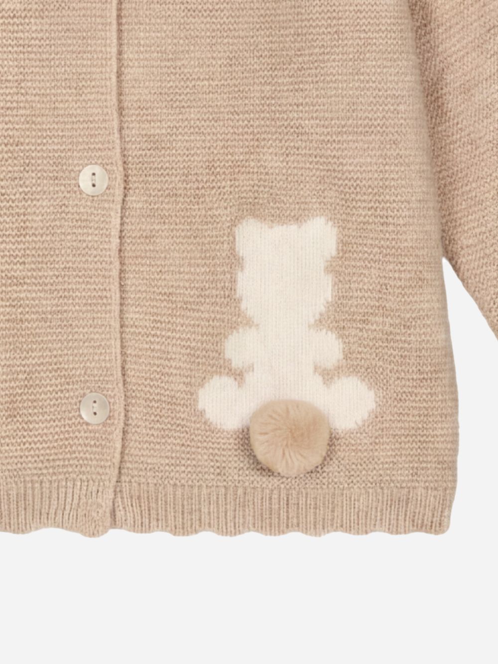 Pink knit cardigan with bear embroideries