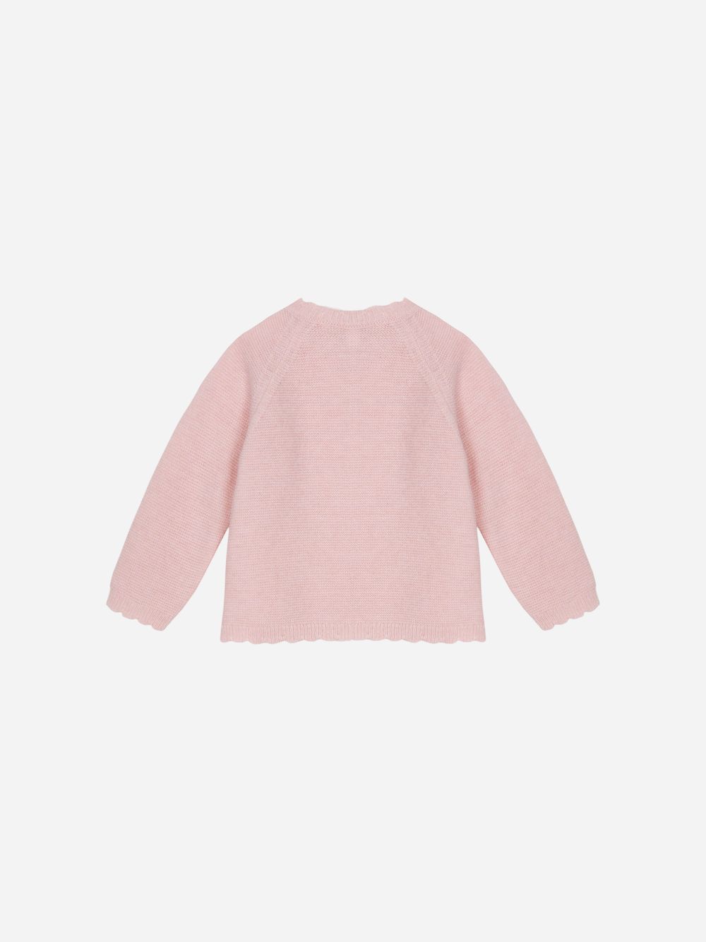 Pink knit cardigan with bear embroideries