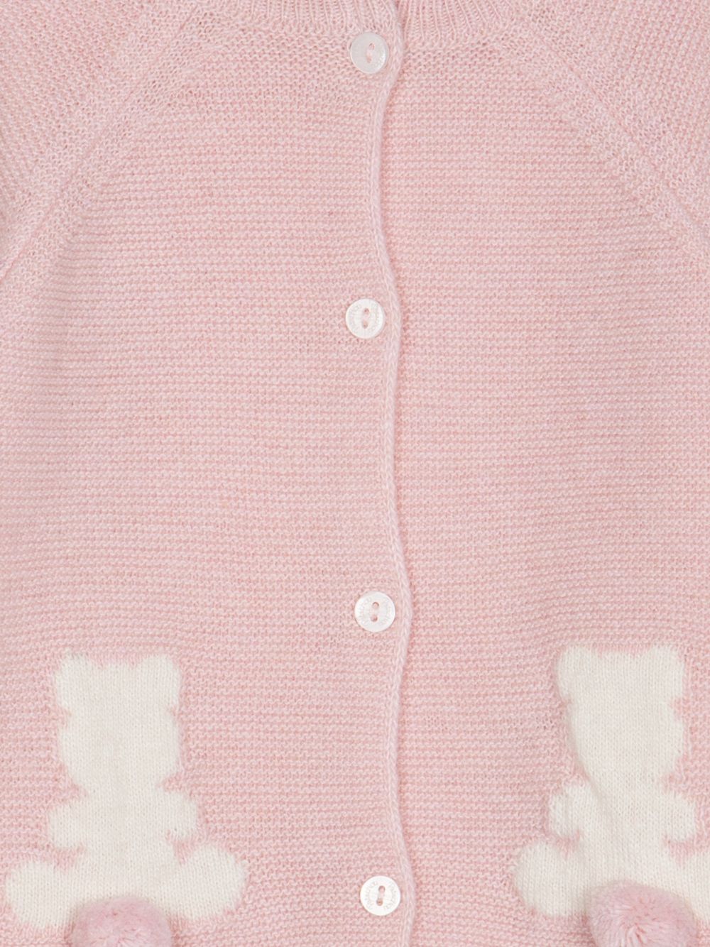 Pink knit cardigan with bear embroideries