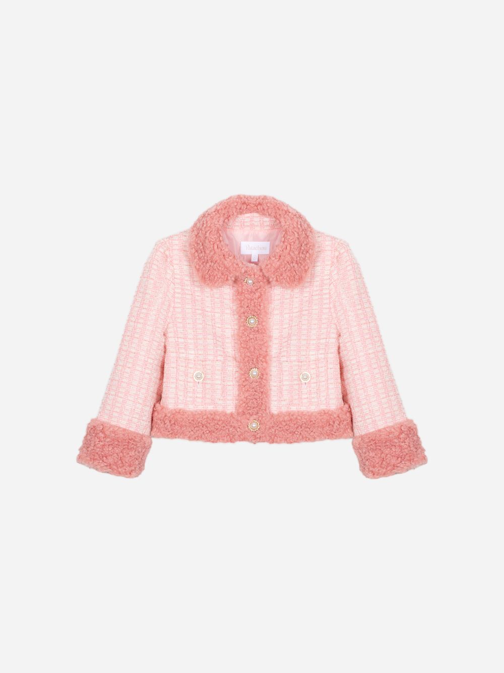 Pink tweed and fur jacket