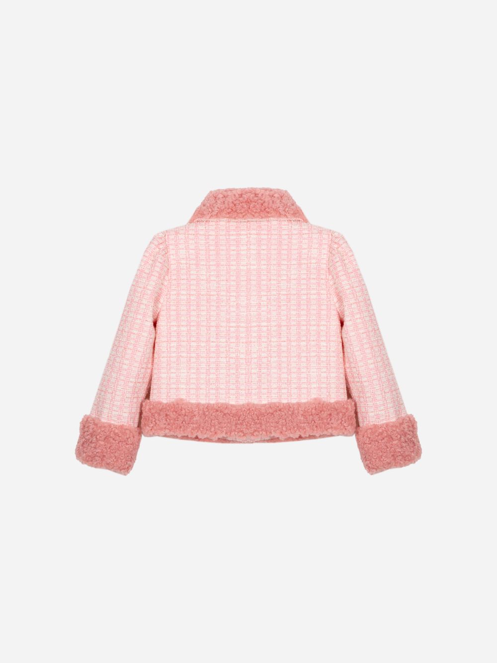 Pink tweed and fur jacket