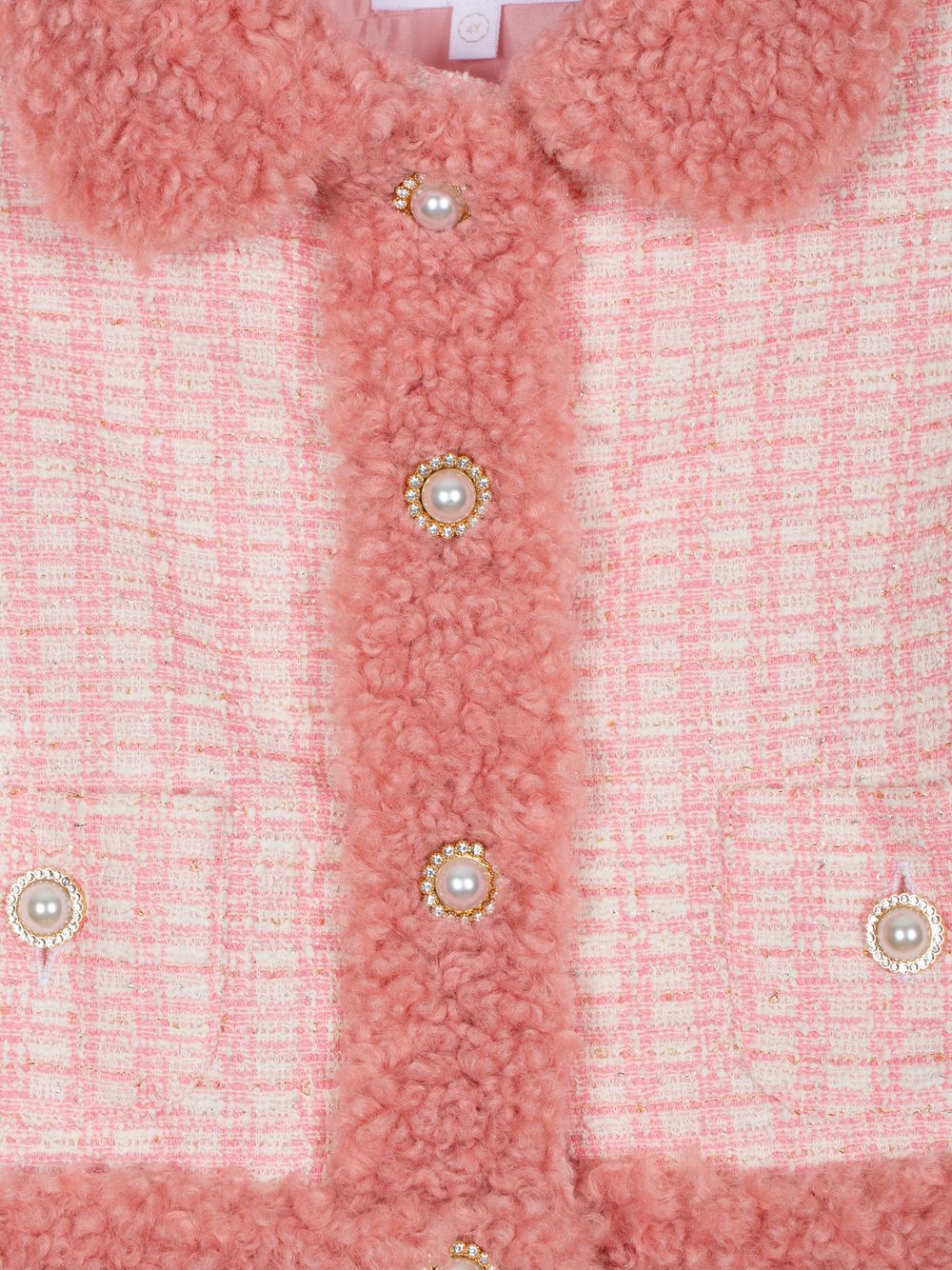 Pink tweed and fur jacket