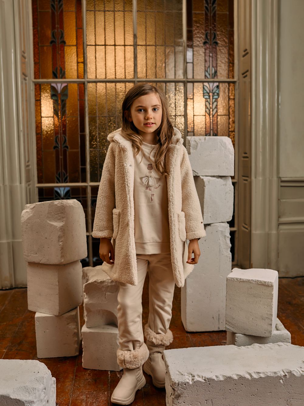 Beige bouclé coat