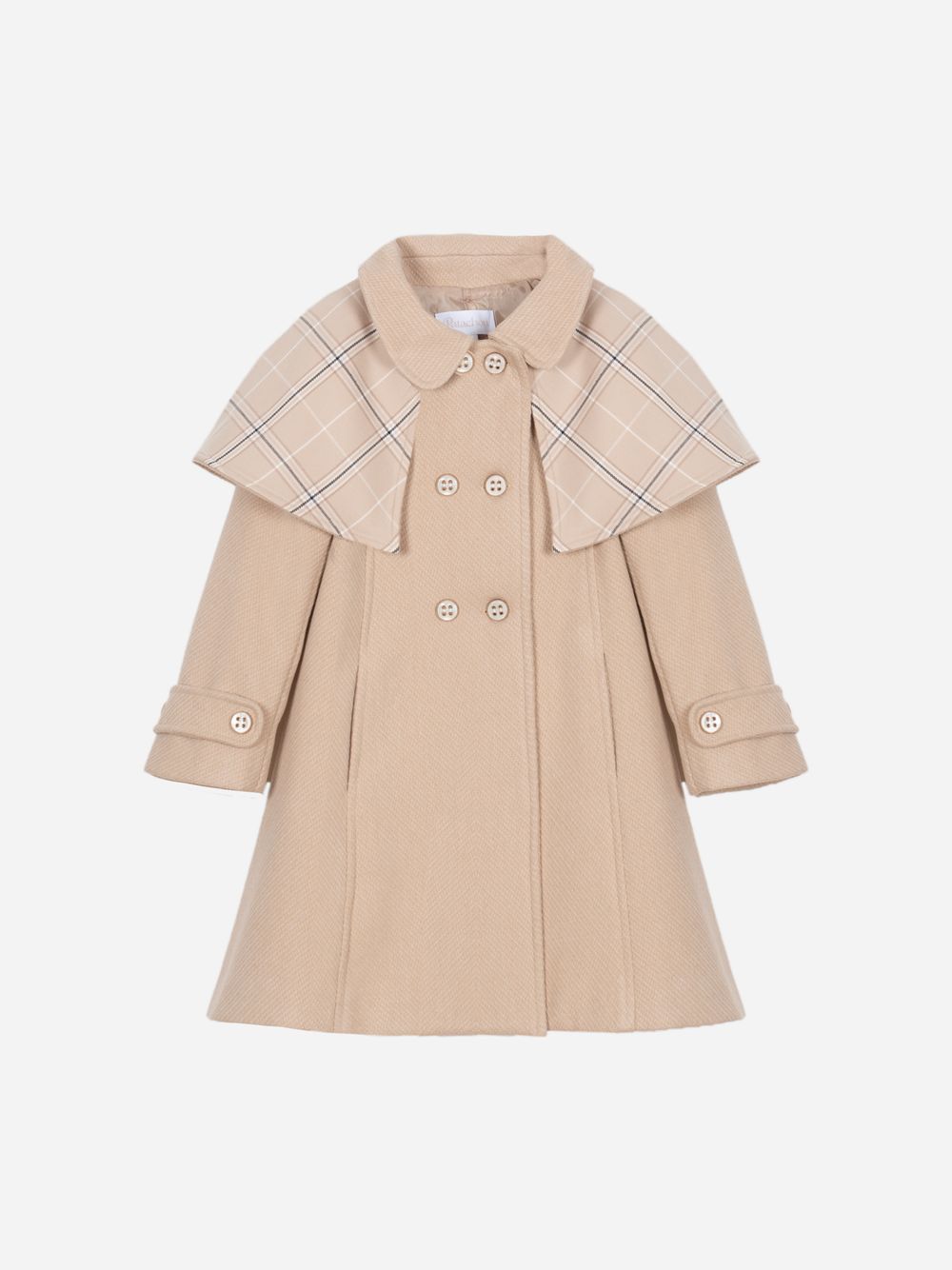 Beige mouflon and plaid coat