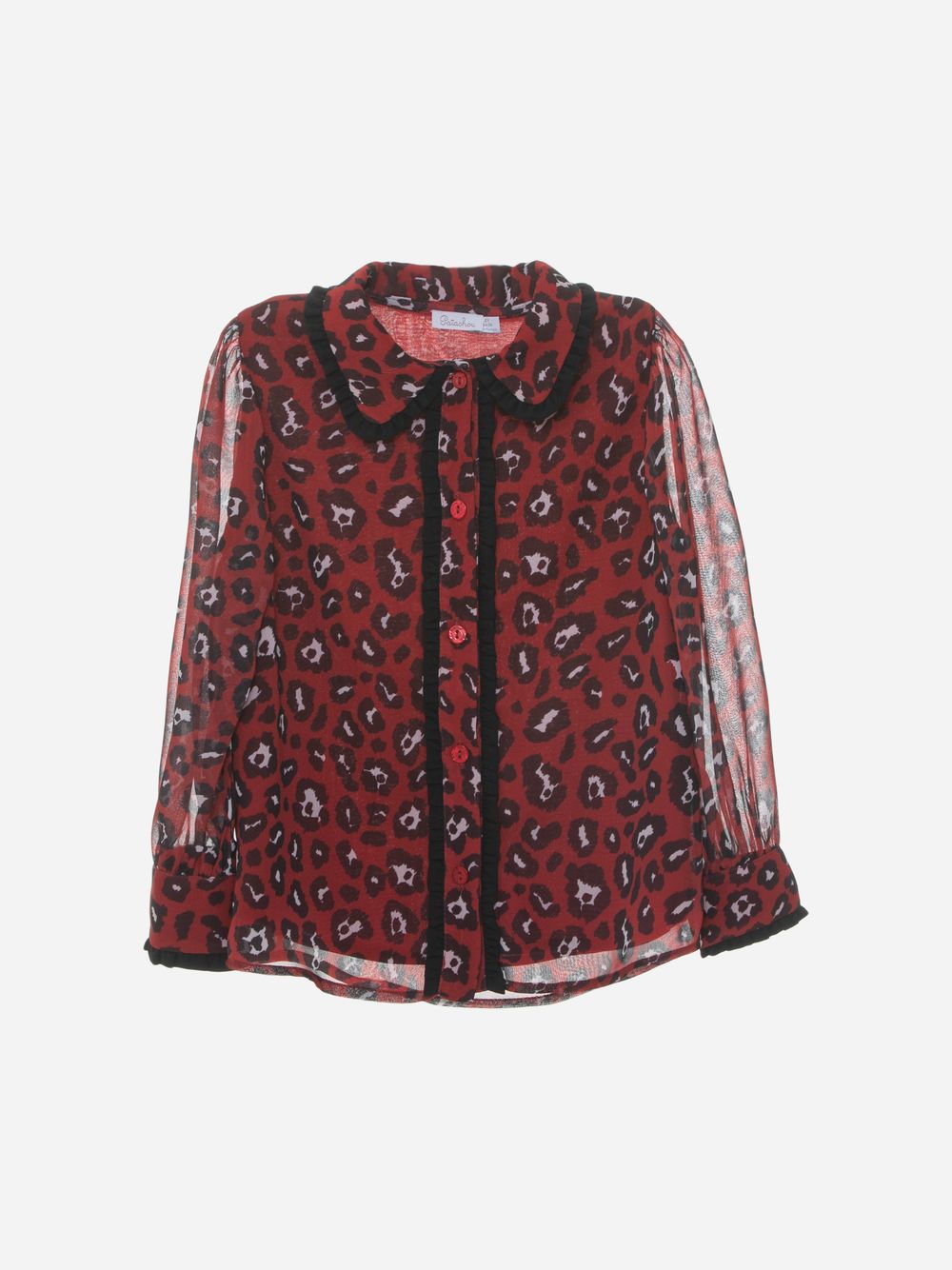 Red printed chiffon blouse