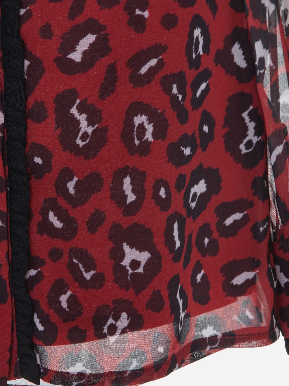 Red printed chiffon blouse