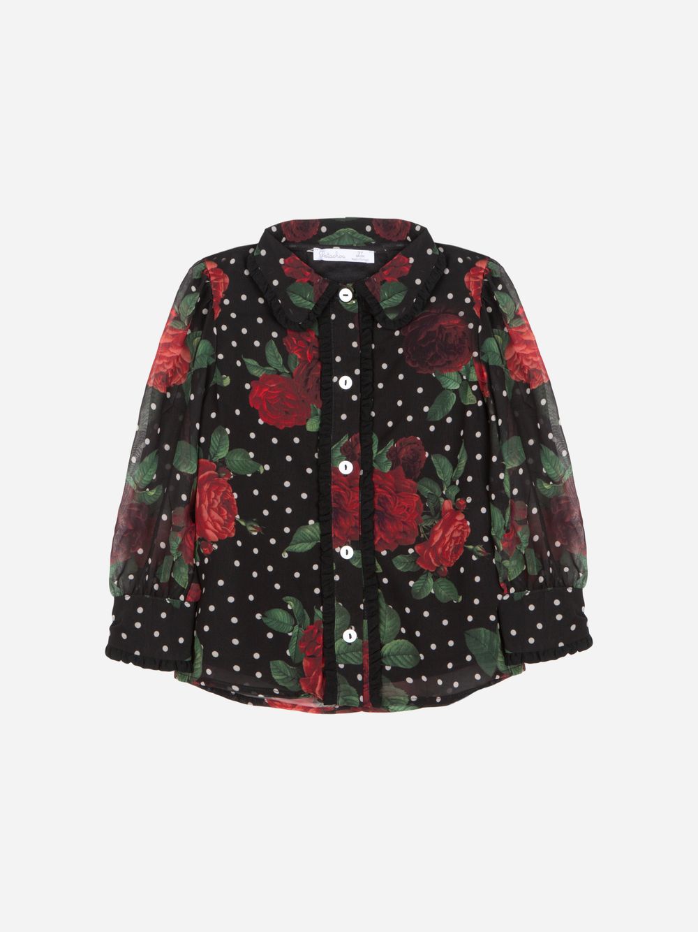 Black printed chiffon blouse