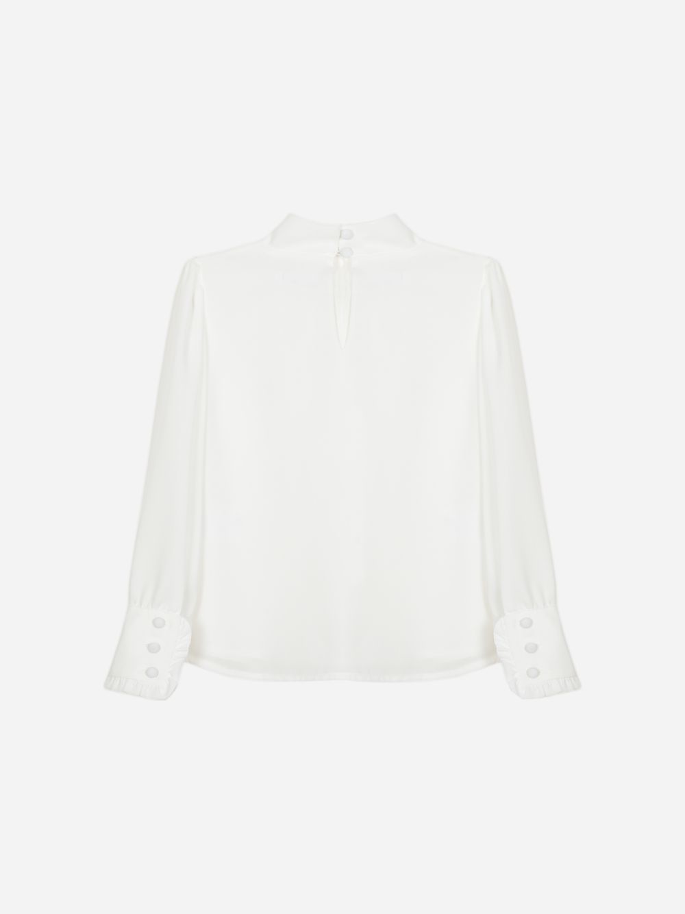 Ecru bow tie blouse with ruffles for girls