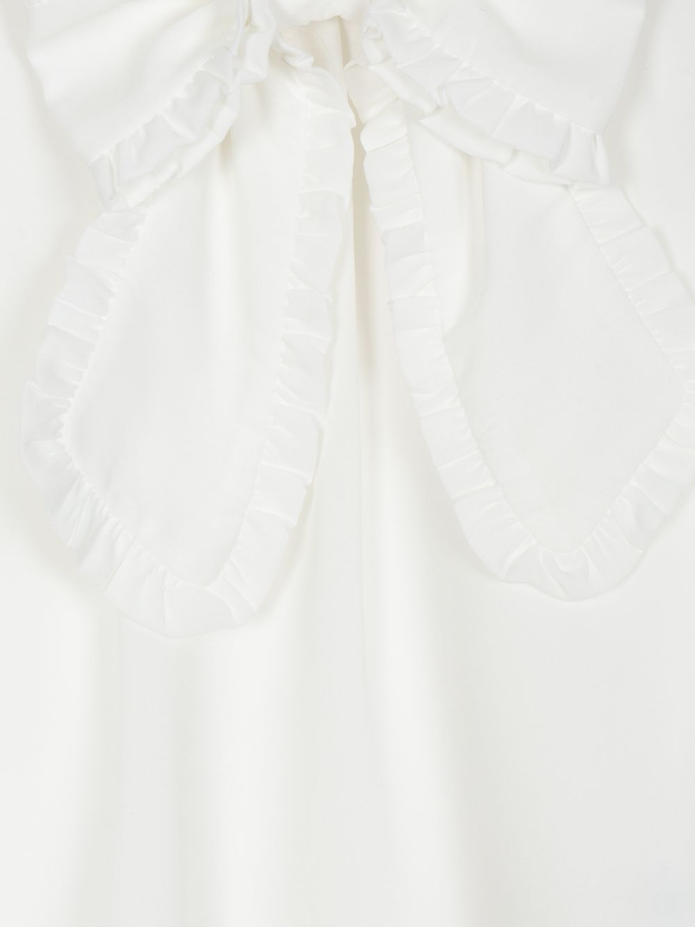 Ecru bow tie blouse with ruffles for girls