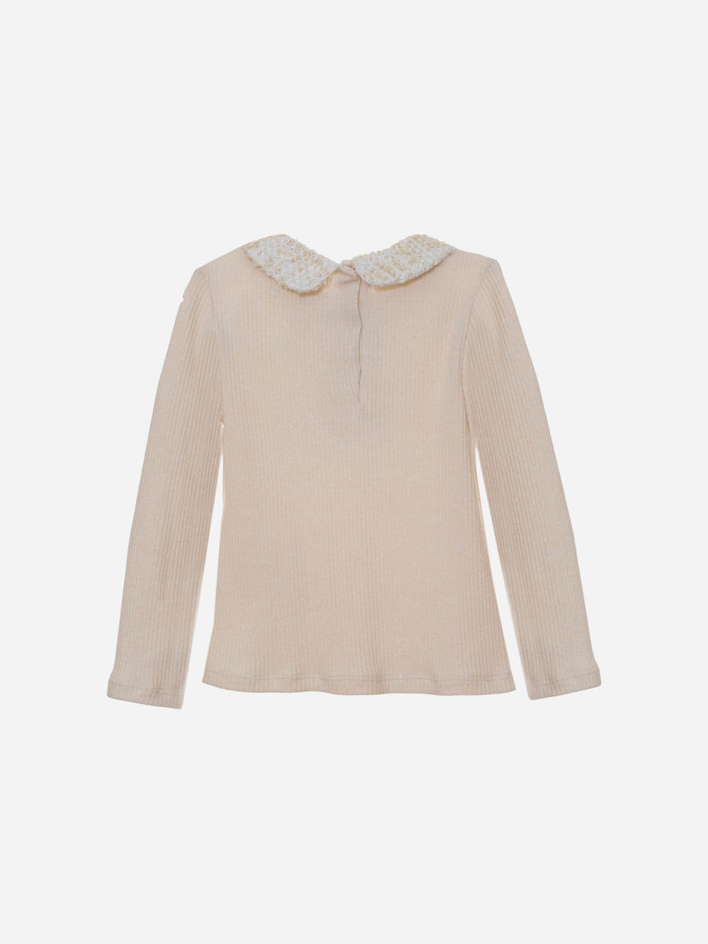 Ecru knit and tweed sweater