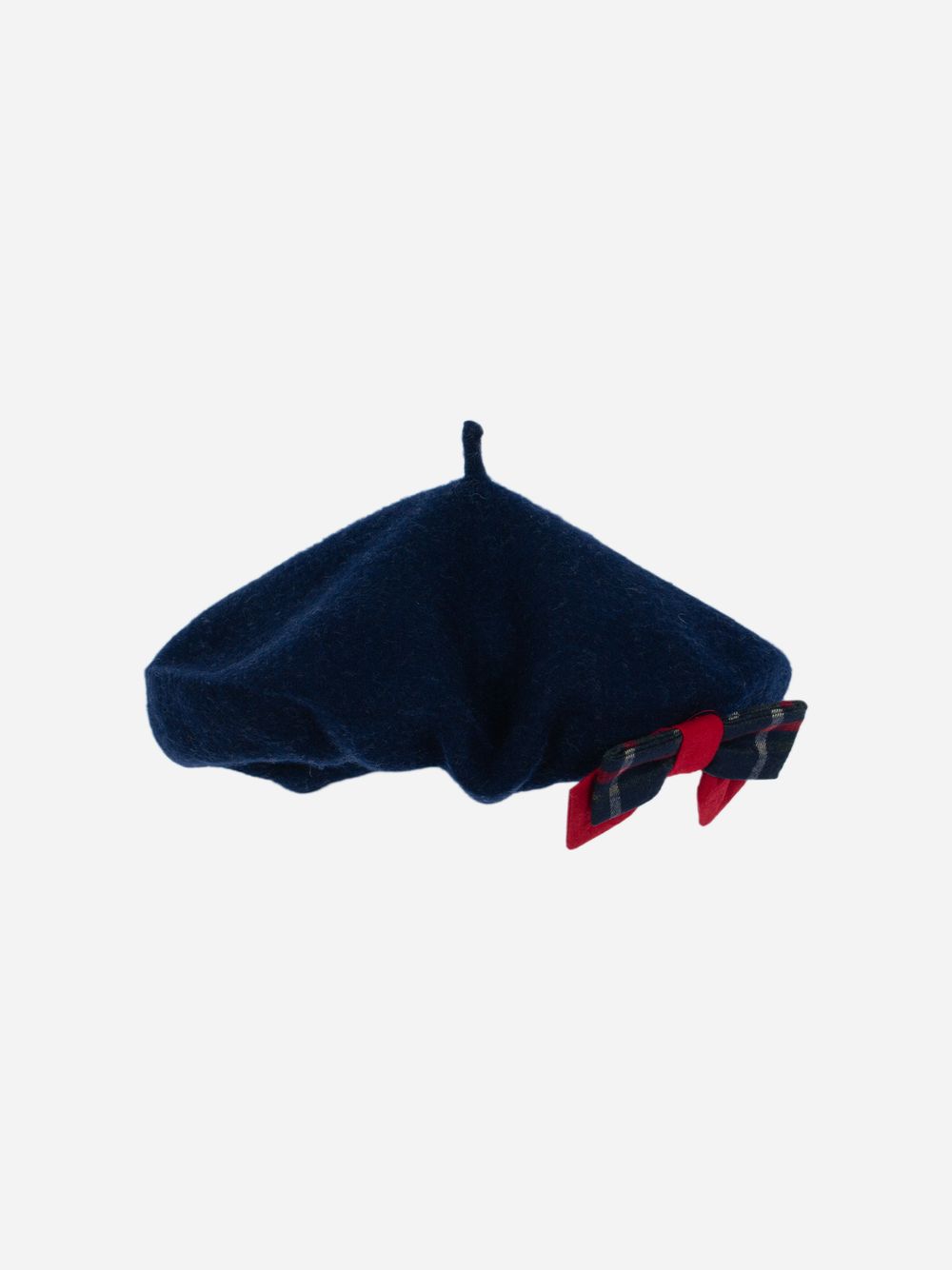 Navy Blue beret with tartan bow