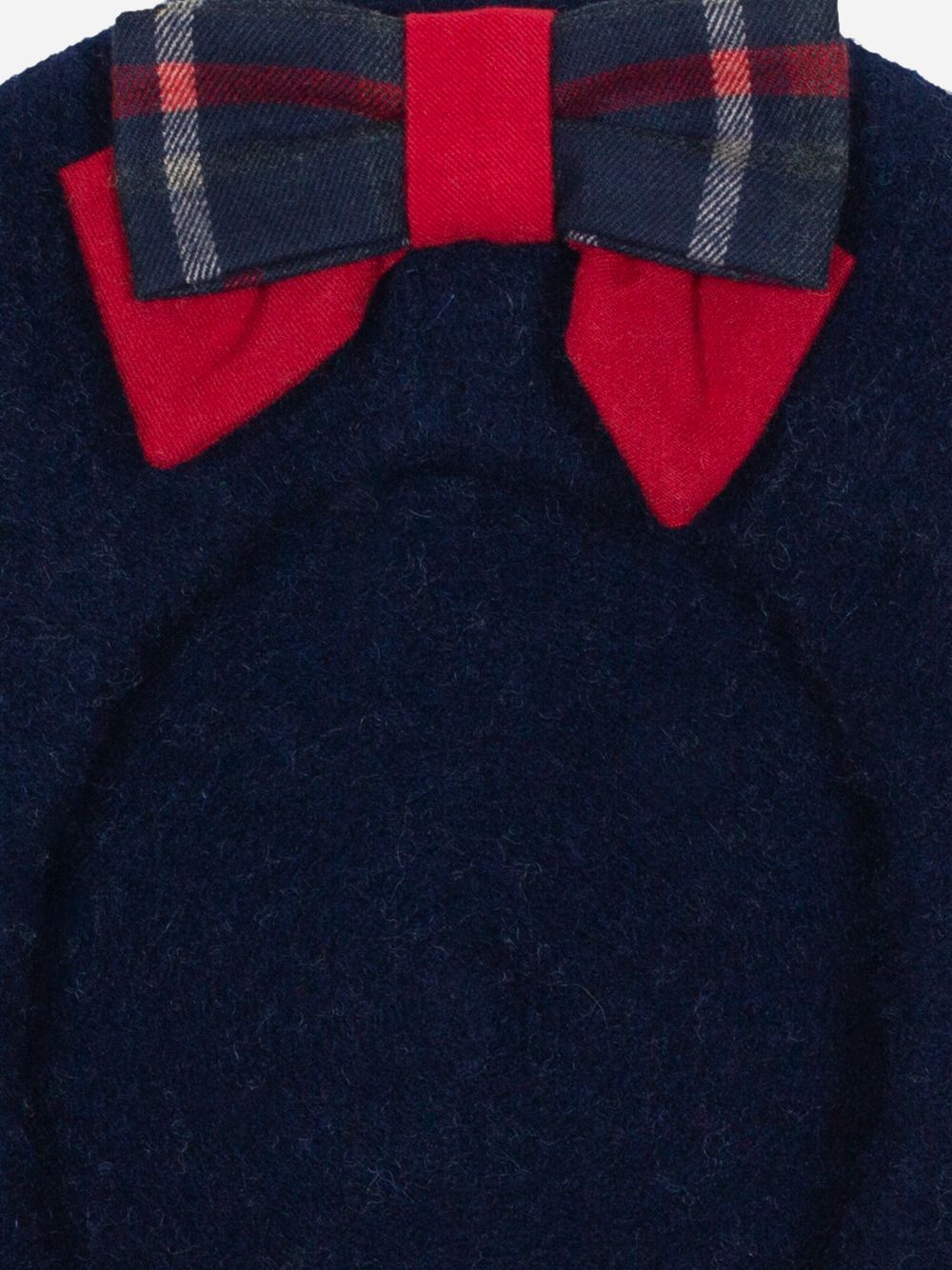 Navy Blue beret with tartan bow