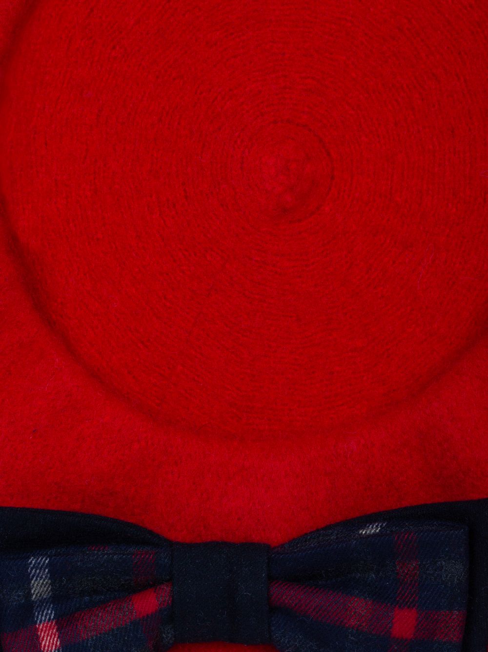 Red beret with tartan bow