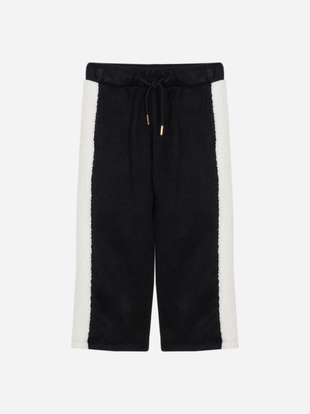 Black pants with bouclé stripes