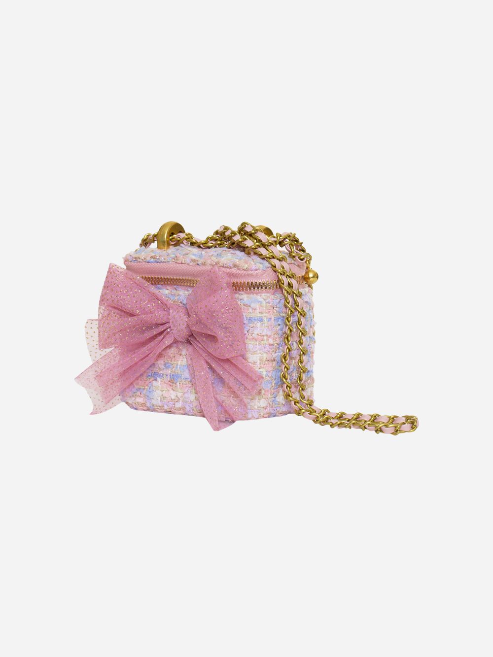 Pink rigid tweed bag