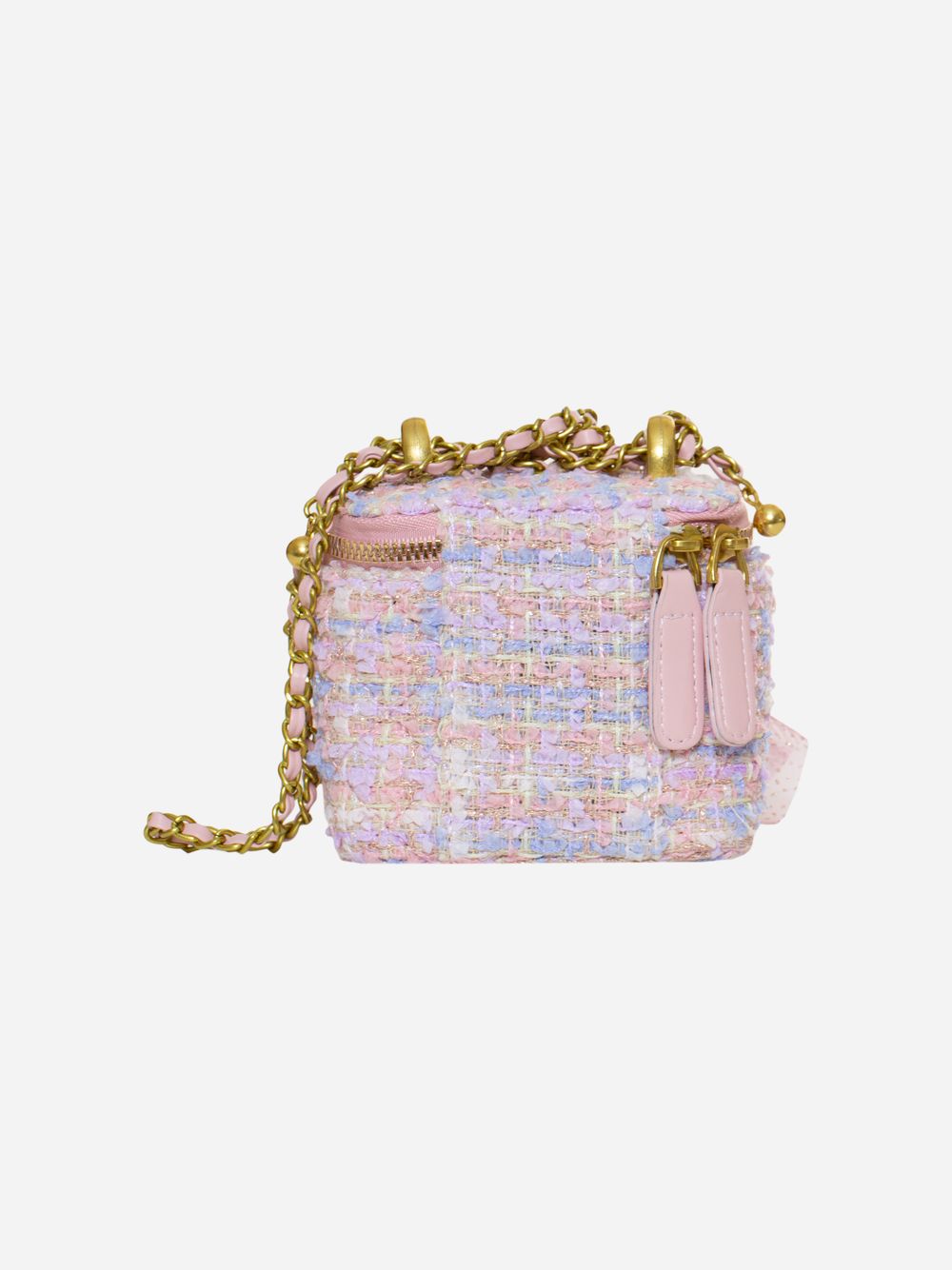 Pink rigid tweed bag