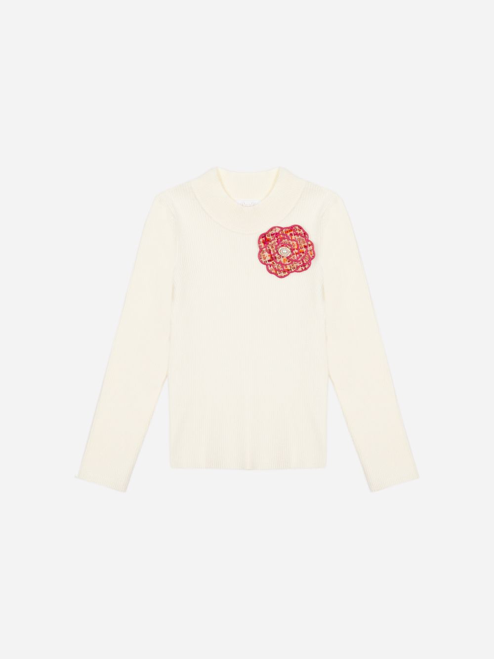 Ivory knit sweater with flower