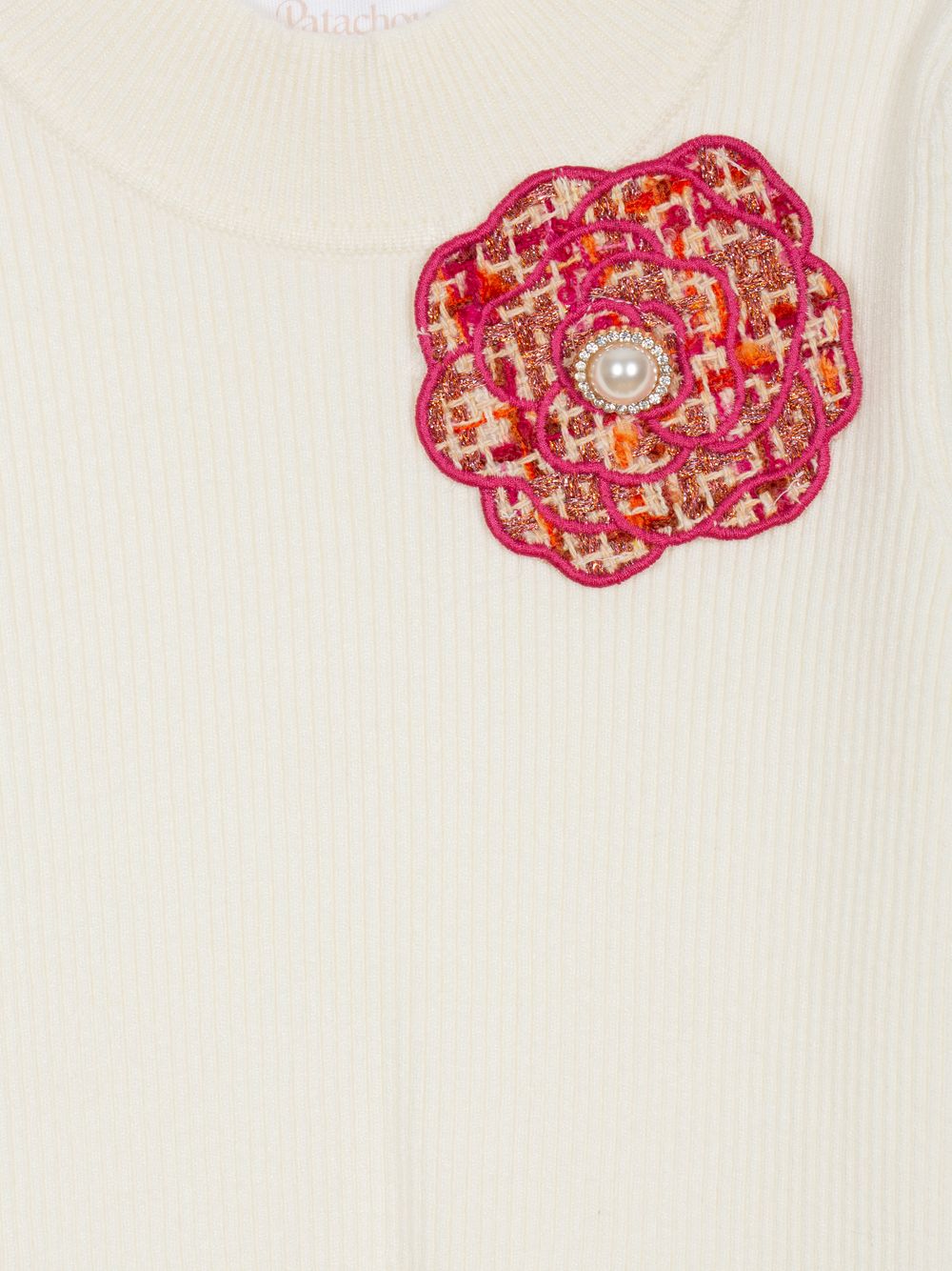 Ivory knit sweater with flower