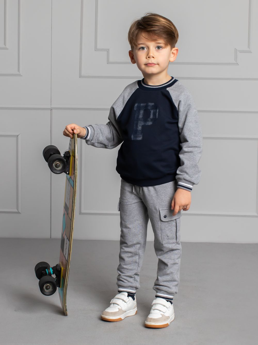 Dark melange grey track pants