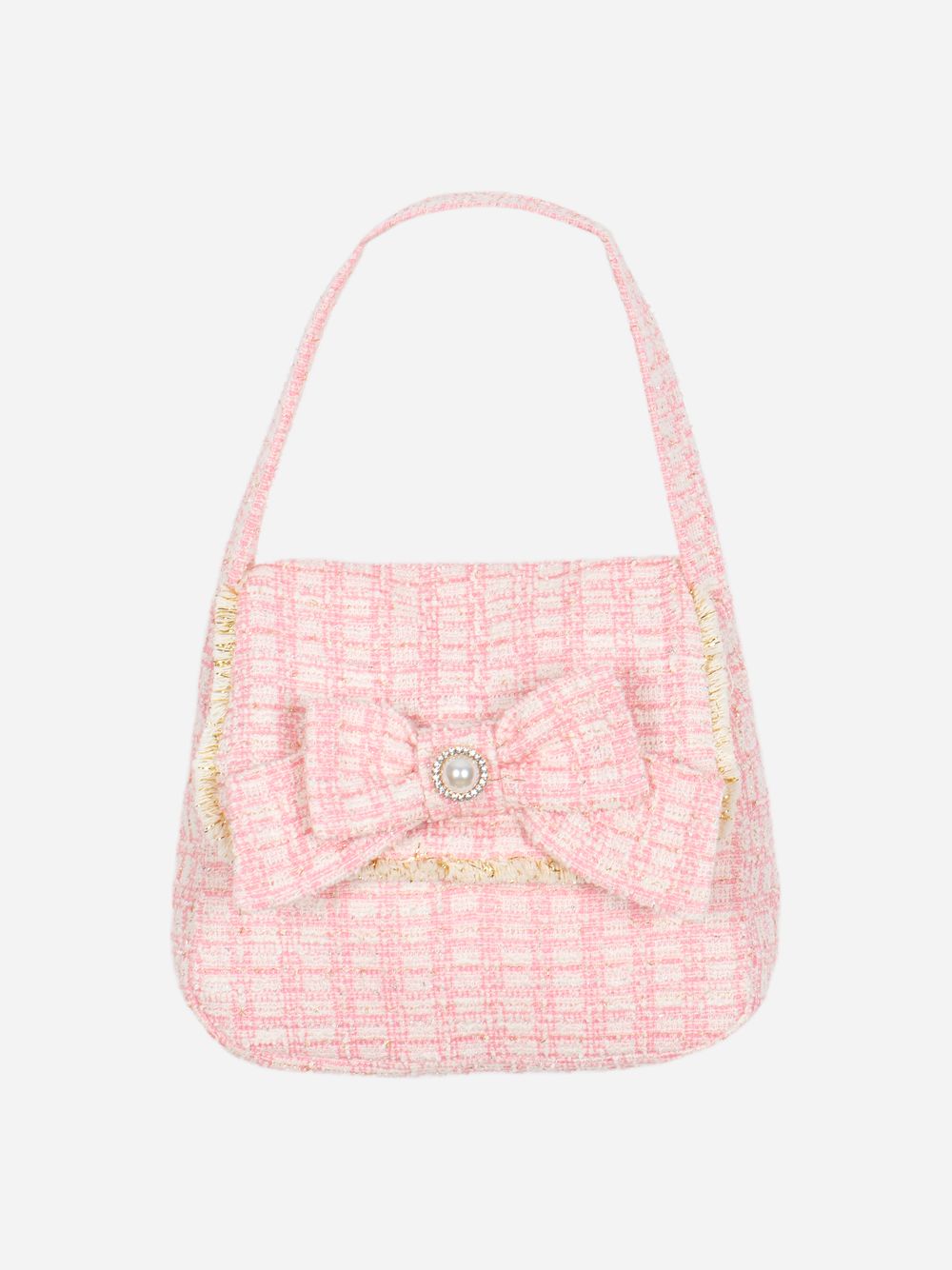 Pink tweed shoulder bag