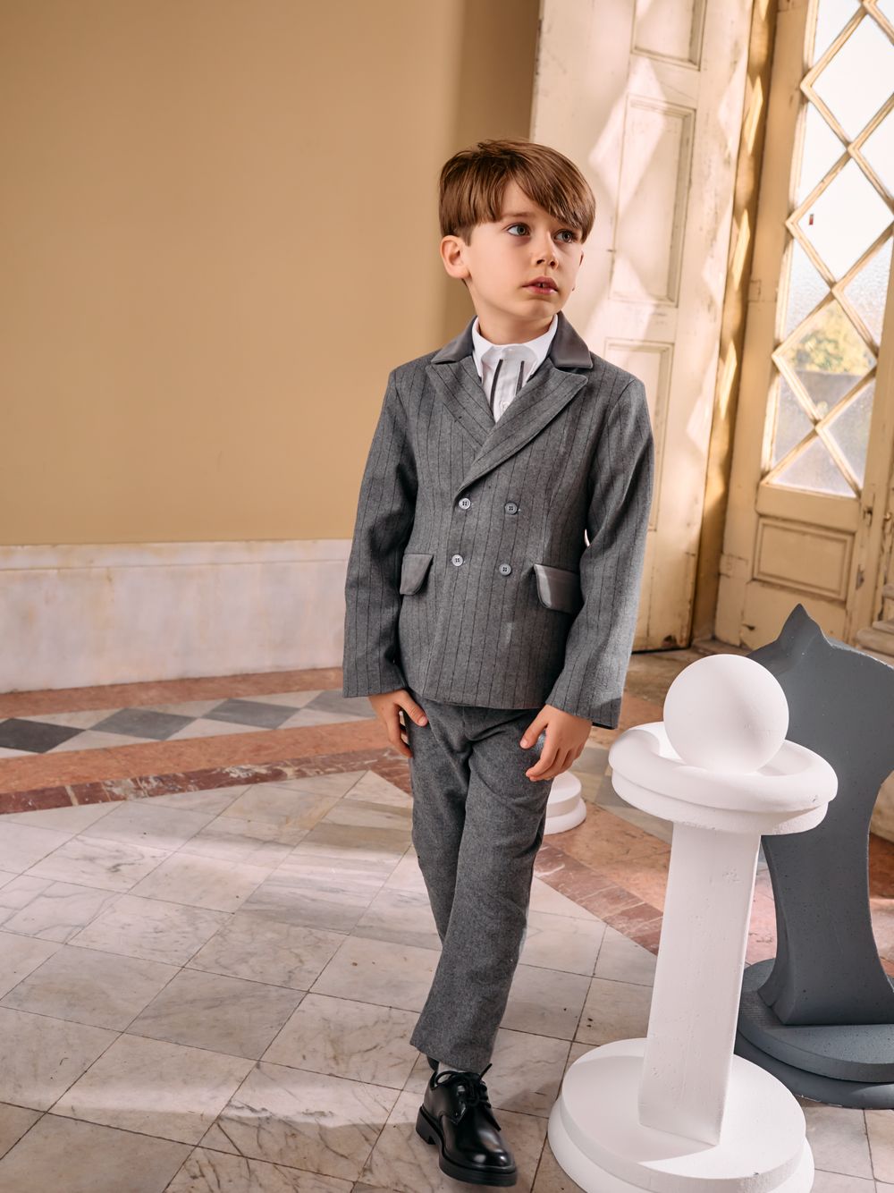 Grey pinstripes trousers