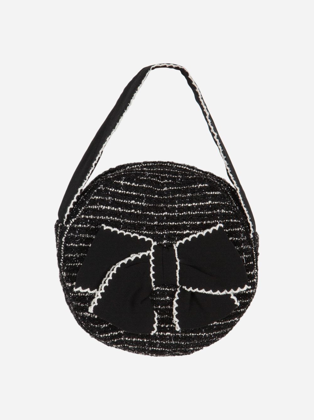 Black tweed round bag